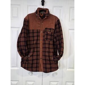 San Cherous Plaid Corduroy Lined Flannel Jacket 3X-Fits Like XL Brown/ Rust